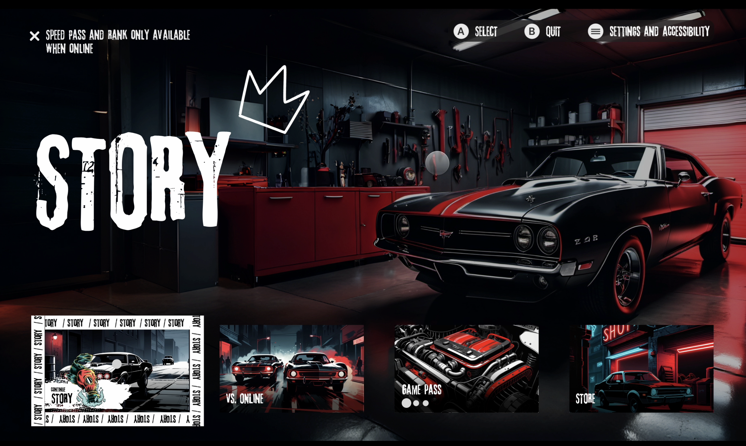 Fig. 1. Full game UI menu flow with video intro, loading screen, and interactive out-of-game menu navigation in ProtoPie.